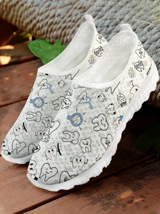 Women Shoes Tennis - Sneakers Bianche in Rete con Stampa