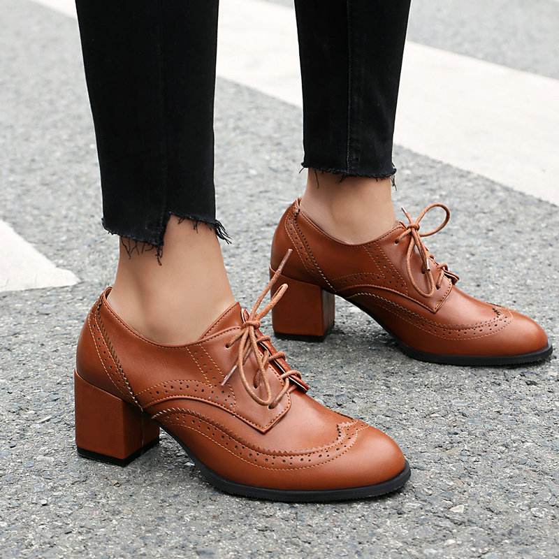 Plus Size 36-48 Marrone Nero C - Oxford Lace Up Women recensione e prezzo